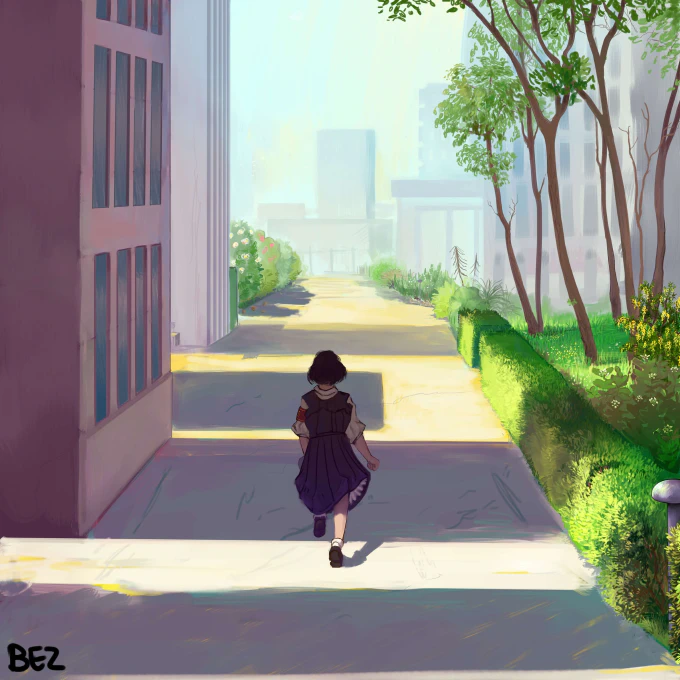 Fan art of Tzipora walking outside