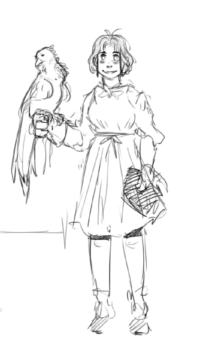 Fan art of Tzipora holding a bird