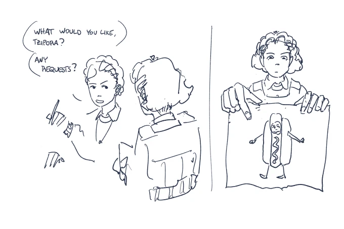 Tzipora asking for a hot dog costume