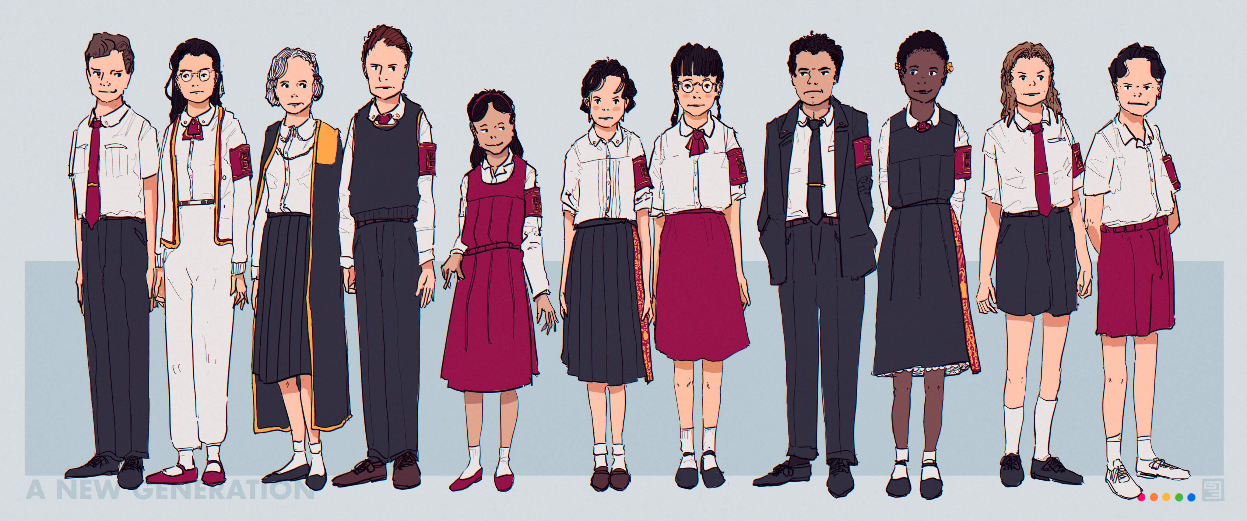 Illustration of different ways of wearing the same school uniform
