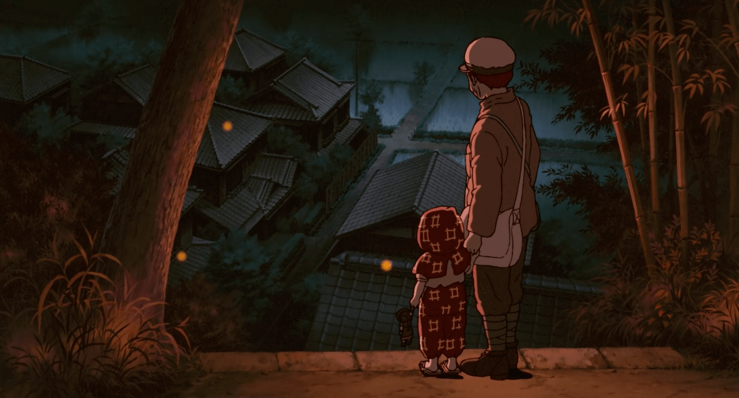 Image of a children looking over a Japanese suburb at night