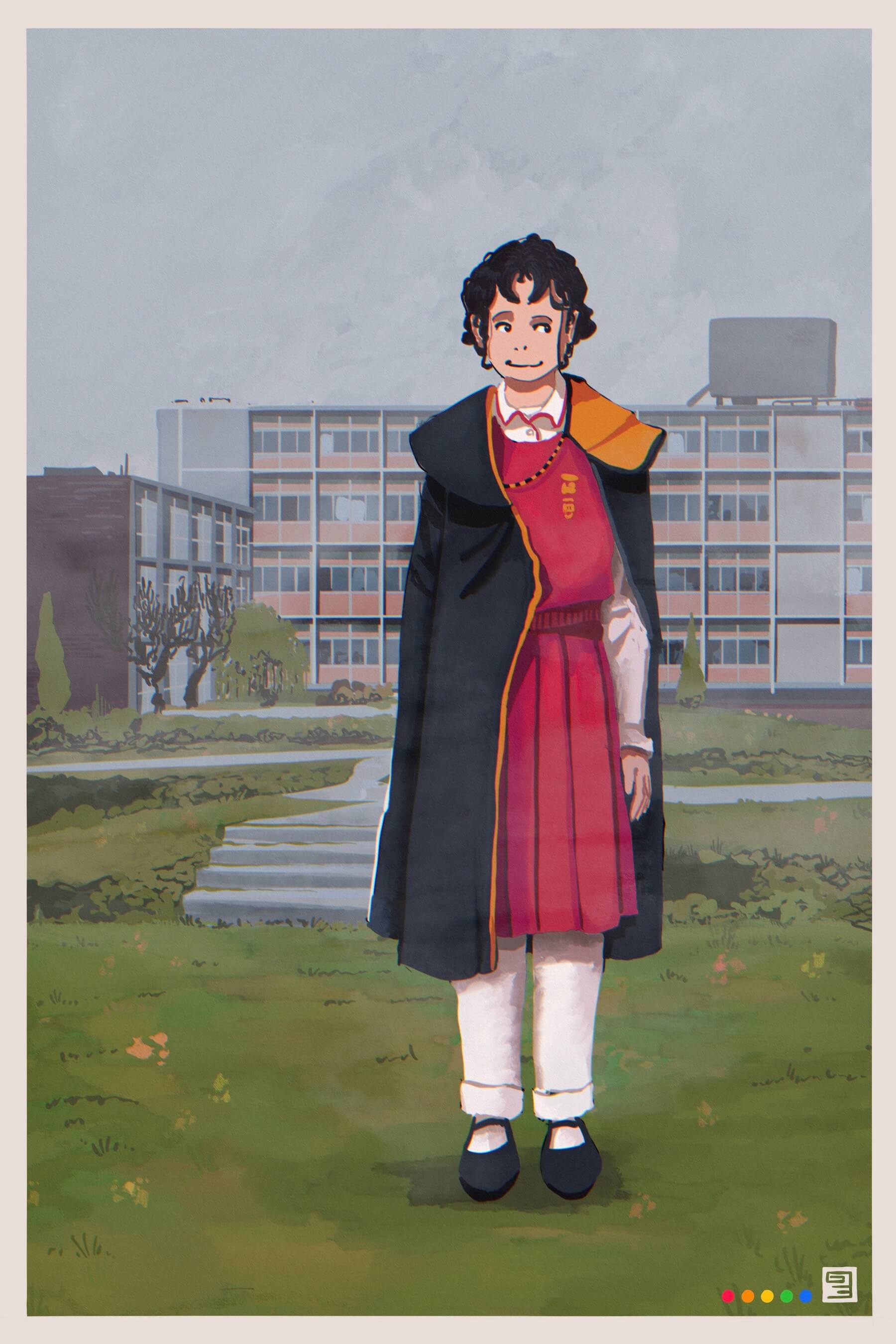 Image of Tzipora standing in front of school building